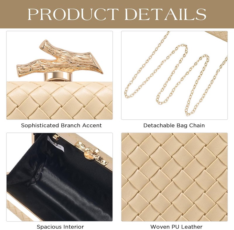 CHUNLI Clutch Purses for Women Evening/Wedding Chic Woven Bag Formal PU Leather Purse Designer Handbags for Women - Image 3